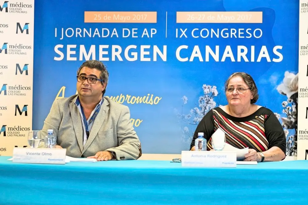 Las Palmas de Gran Canaria (24.05.17) Los representantes de la Sociedad Espa&ntilde;ola de M&eacute;dicos de Atenci&oacute;n Primaria (SEMERGEN), Antonia Rodr&iacute;guez y Vicente Olmo,  presentaron hoy  el IX Congreso SEMERGEN y las I Jornadas de Atenci&oacute;n Primaria de SEMERGEN. Mandarian Comunicaci&oacute;n/Angel Medina G.