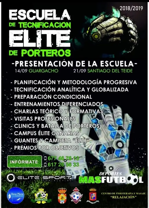 Cartel nueva escuela de tecnificaci&oacute;n de porteros en Santiago del Teide_Fotor