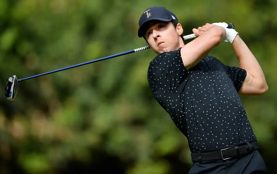NAIROBI, KENYA - MARCH 19: Pep Angles of Spain plays his tee shot on the 15th hole during Day Two of the Magical Kenya Open at Karen Country Club on March 19, 2021 in Nairobi, Kenya. (Photo by Stuart Franklin/Getty Images)