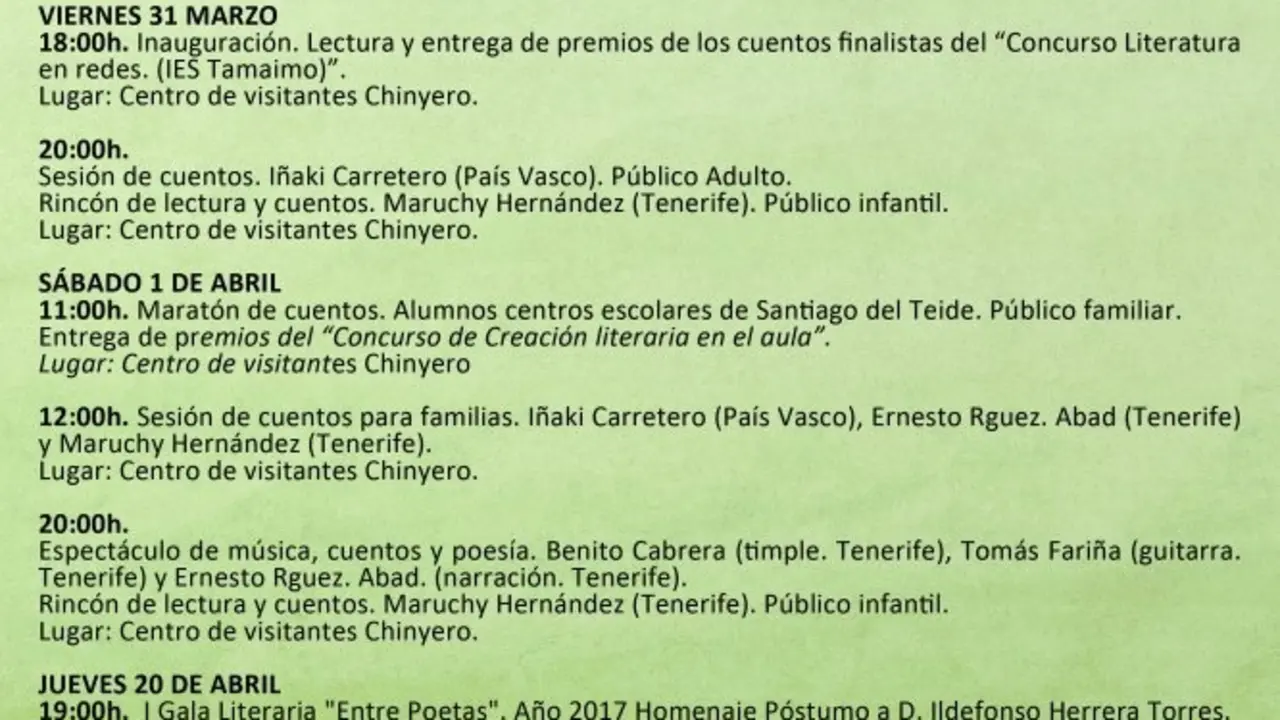 Cartel del programa de actos III Fiesta de la Palabra_Fotor