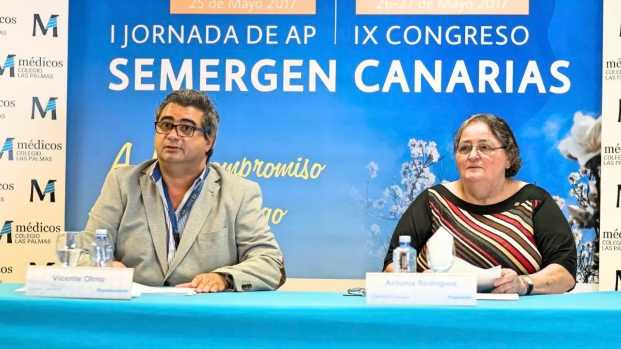 Las Palmas de Gran Canaria (24.05.17) Los representantes de la Sociedad Espa&ntilde;ola de M&eacute;dicos de Atenci&oacute;n Primaria (SEMERGEN), Antonia Rodr&iacute;guez y Vicente Olmo,  presentaron hoy  el IX Congreso SEMERGEN y las I Jornadas de Atenci&oacute;n Primaria de SEMERGEN. Mandarian Comunicaci&oacute;n/Angel Medina G.