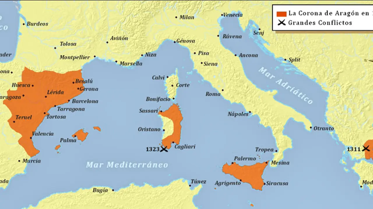 Reino de Arag&oacute;n en 1330 dC
