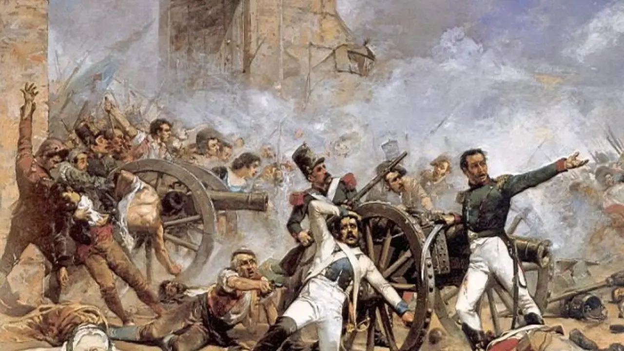 Defensa del parque de artiller&iacute;a de Montele&oacute;n durante el Levantamiento del 2 de mayo en Madrid. Obra de Joaqu&iacute;n Sorolla