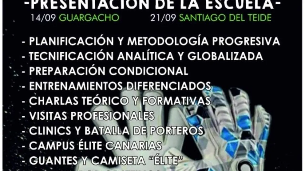 Cartel nueva escuela de tecnificaci&oacute;n de porteros en Santiago del Teide_Fotor