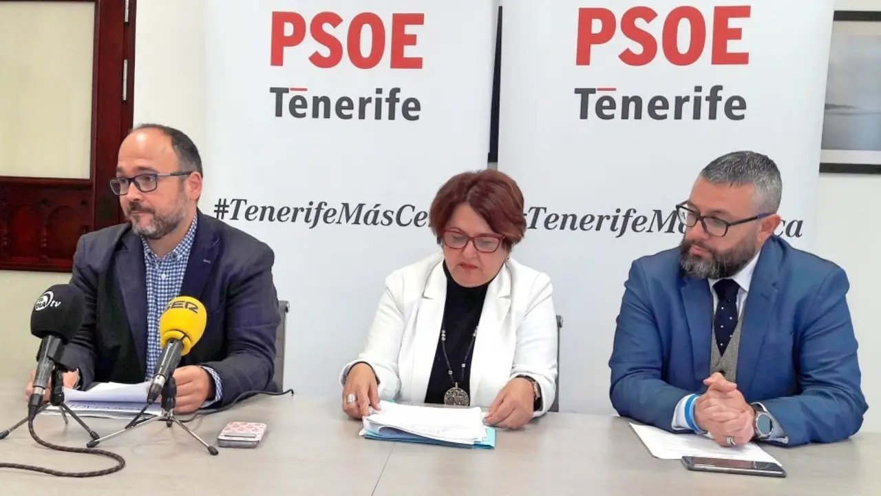 Jos&eacute; Antonio Valbuena, Josefa Mesa, Miguel &Aacute;ngel P&eacute;rez (Rueda de prensa 28-3-2019)_Fotor