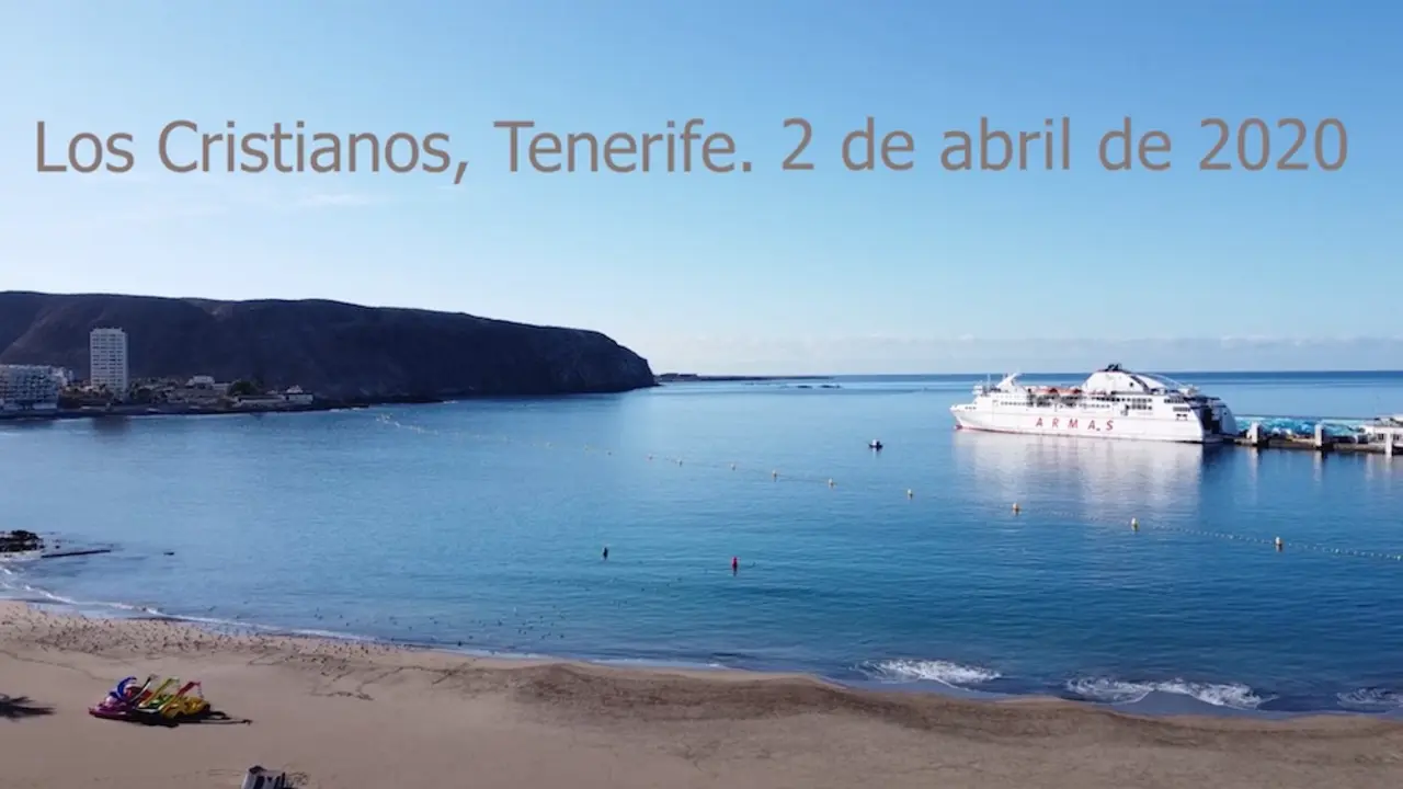 Video dron Los Cristianos, Jorge Bello, Sol del Sur Tenerife (2 abril 2020)