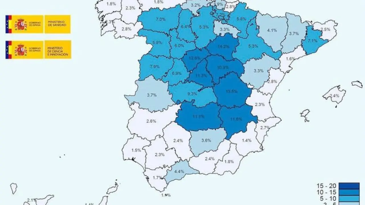 Mapa prevalencia o inmunidad coronavirus covid-19 en España, 13 mayo 2020