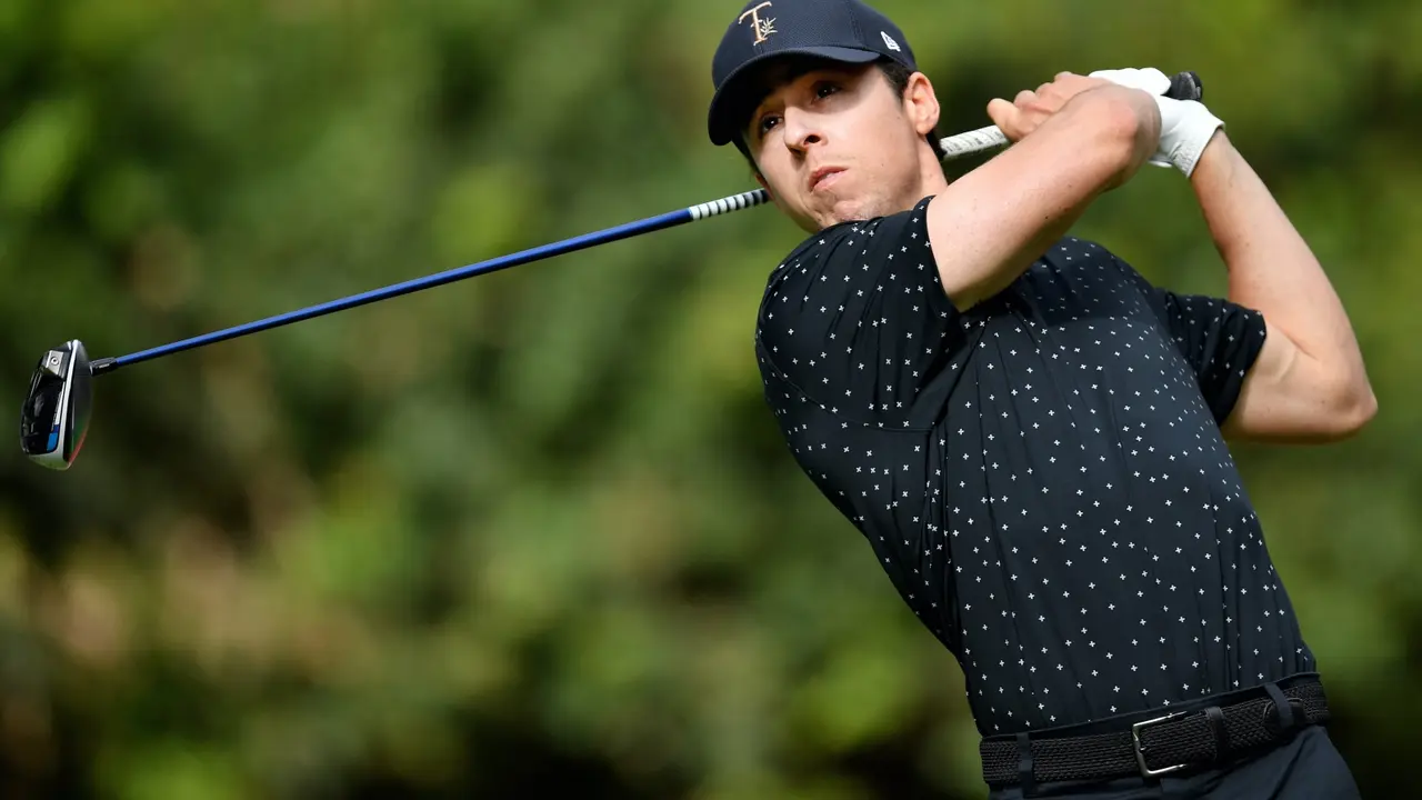 NAIROBI, KENYA - MARCH 19: Pep Angles of Spain plays his tee shot on the 15th hole during Day Two of the Magical Kenya Open at Karen Country Club on March 19, 2021 in Nairobi, Kenya. (Photo by Stuart Franklin/Getty Images)
