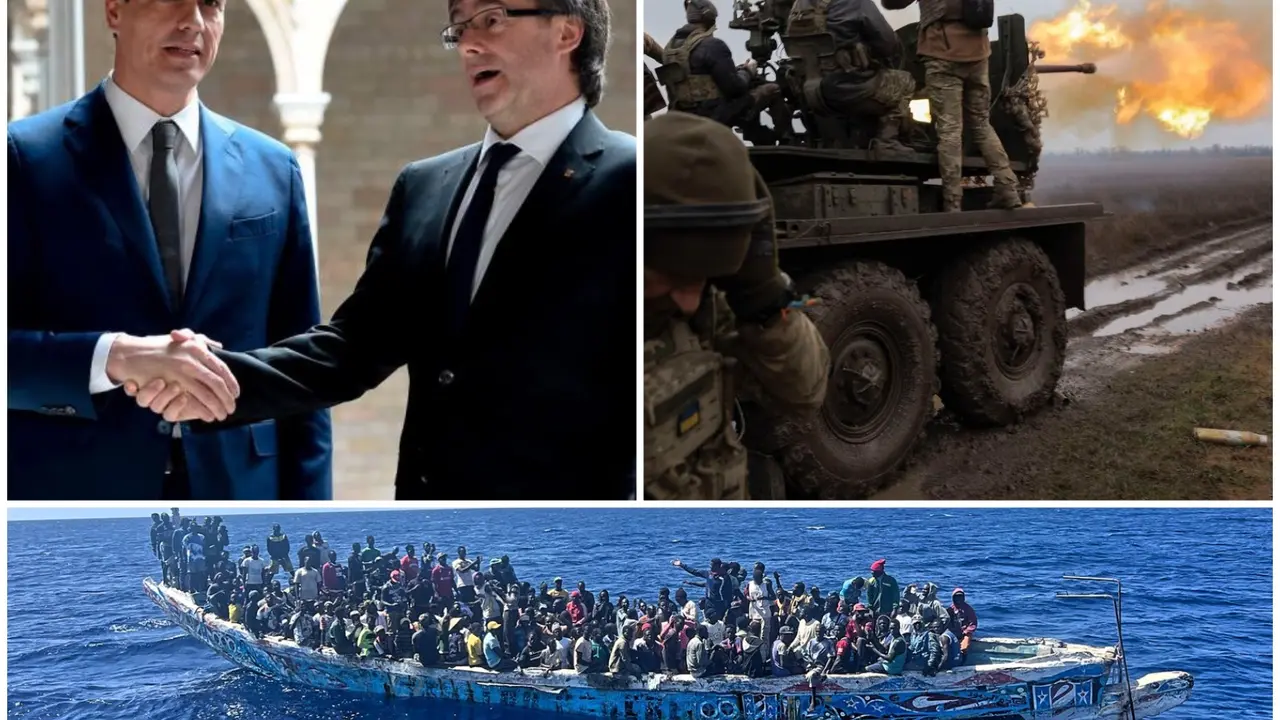 Collage S&aacute;nchez, Puigdemont, Ucrania, Cayuco