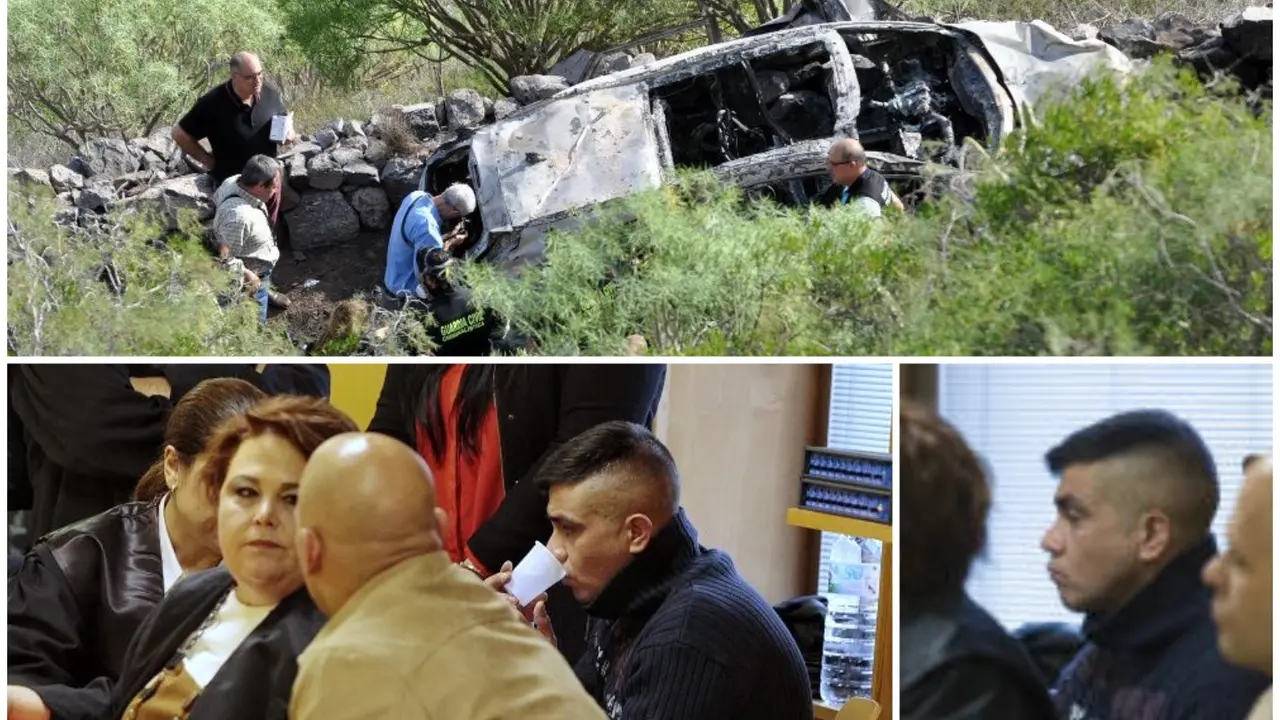 Combo de imagenes el coche de Raimundo Toledo y el asesino en dos imagenes