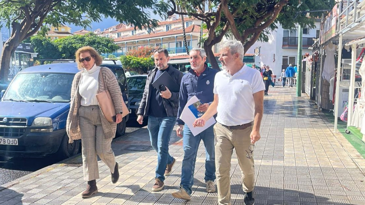 El edil David Hern&aacute;ndez, junto a t&eacute;cnico municipales y del Cabildo en la calle Acevi&ntilde;o(1)