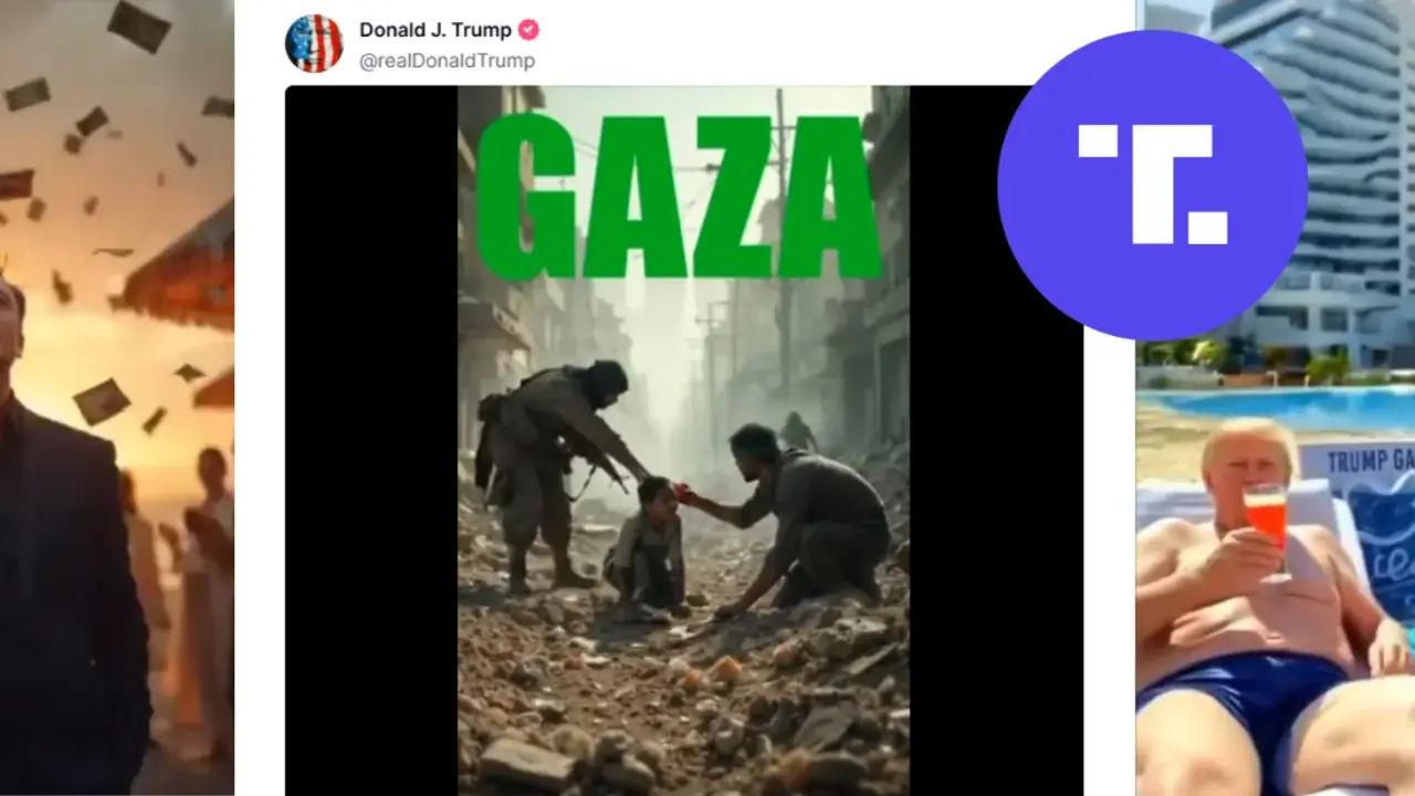 Capturas extra&iacute;das del v&iacute;deo que recoge la Gaza actual y la que sue&ntilde;a Trump.