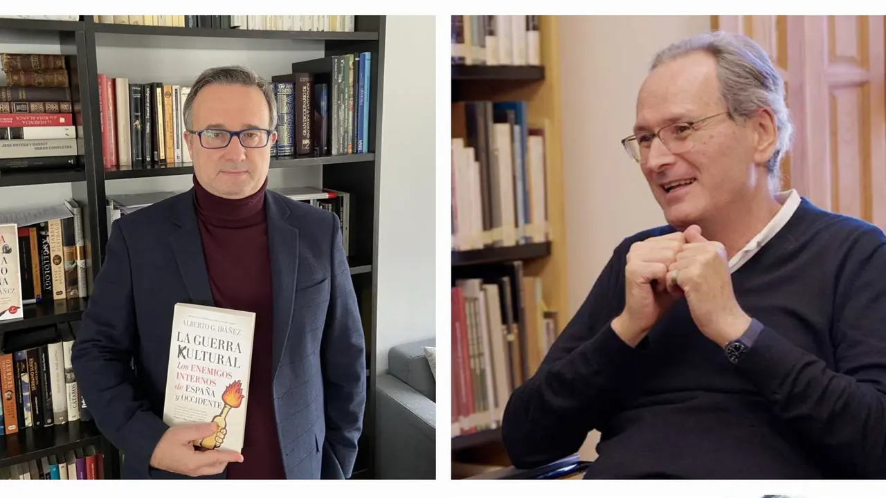 Alberto G. Ib&aacute;&ntilde;ez y Carlos Le&aacute;&ntilde;ez, ilustres hispanistas.