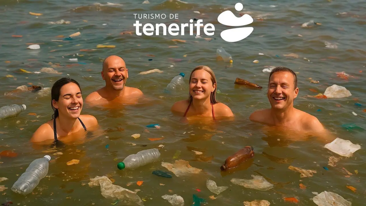 Expresivo montaje denunciando la contaminaci&oacute;n del mar.