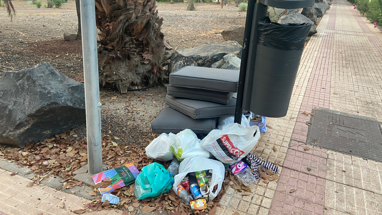 La basura se acumula en la avenida &Aacute;nterdam de Los Cristianos_1764