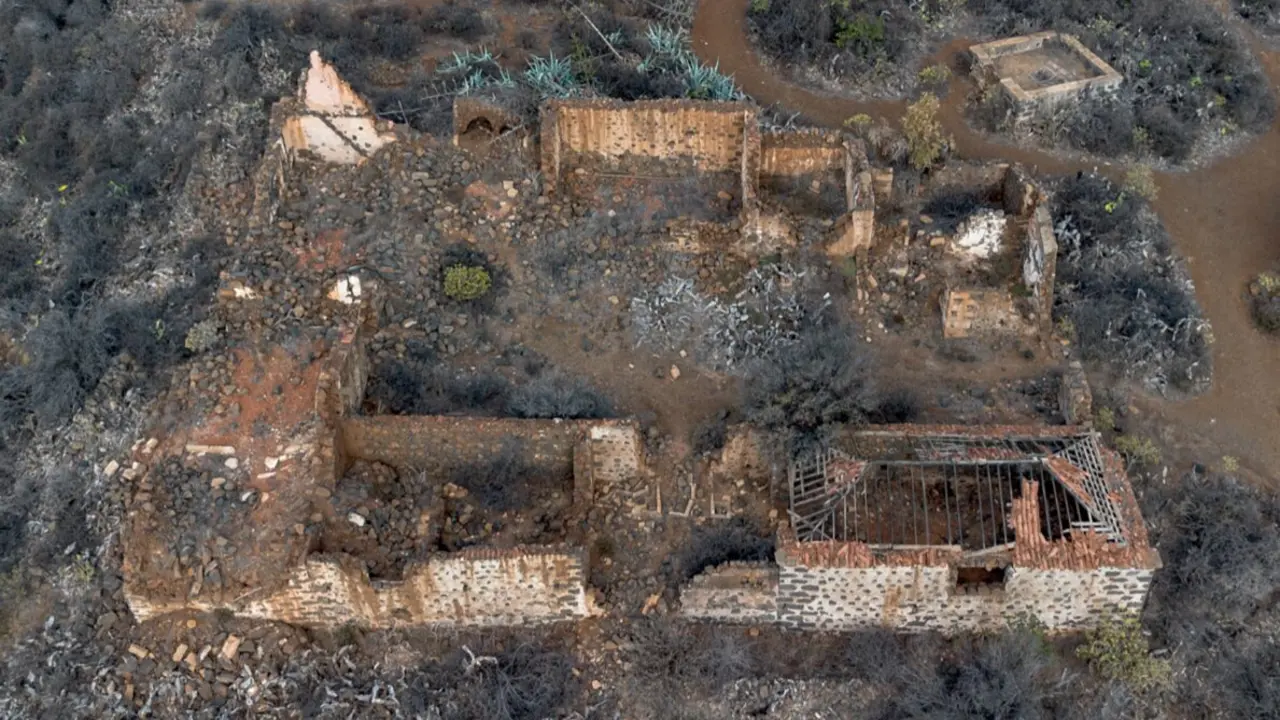 Vista a&eacute;rea de las actuales ruinas del inmueble