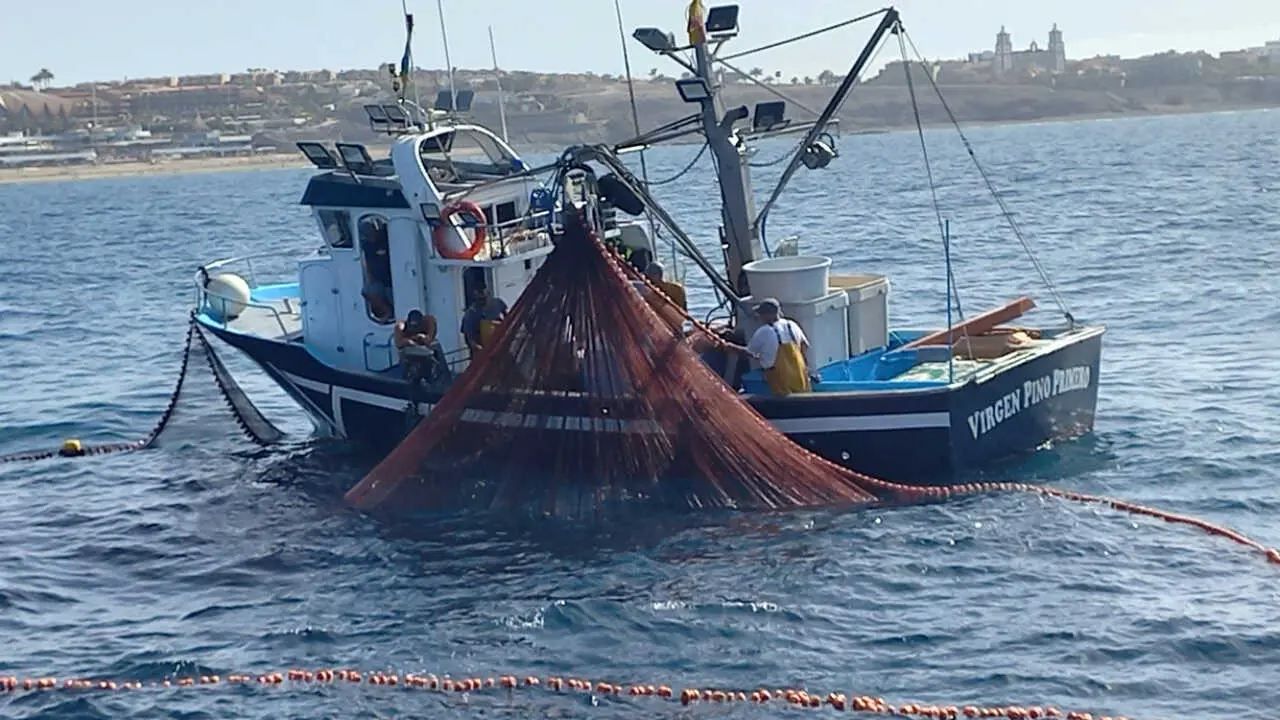 Pescadores locales faenando en aguas canarias