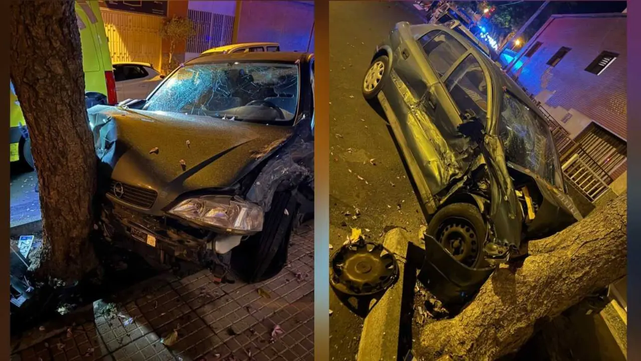 Un conocido delincuente de G&uuml;&iacute;mar termin&oacute; herido grave tras estampar un coche robado contra un &aacute;rbol