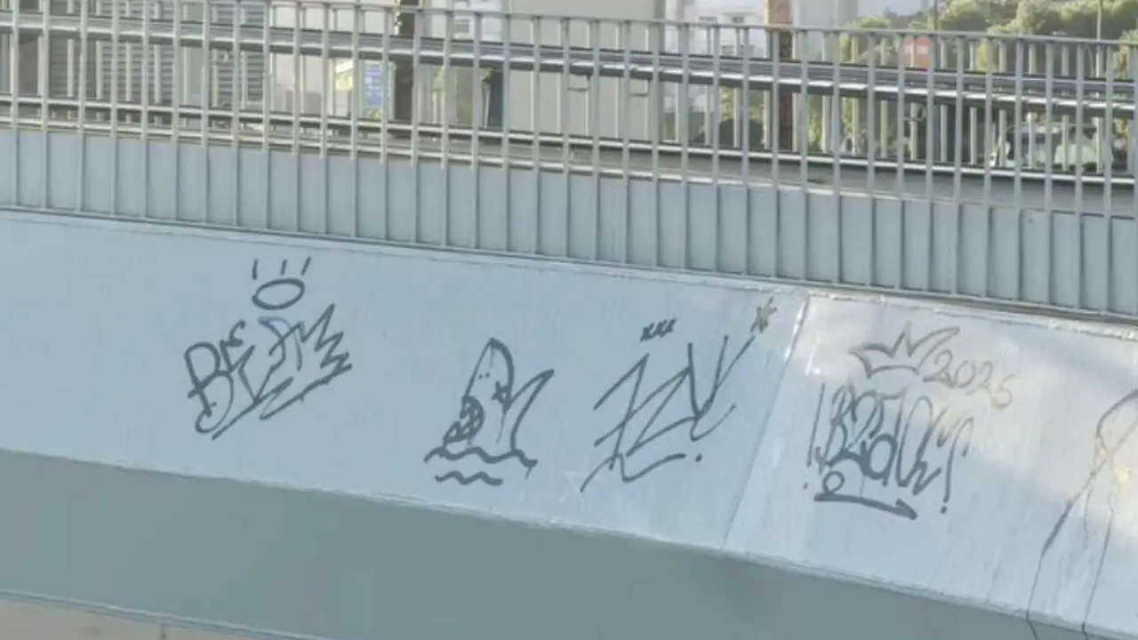 Grafiti en la gran pasarela del Padre Anchieta