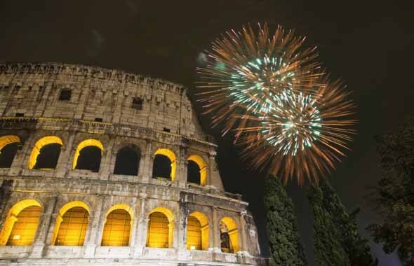 Solo los fuegos artificiales oficiales y silenciosos estaban permitidos en Roma