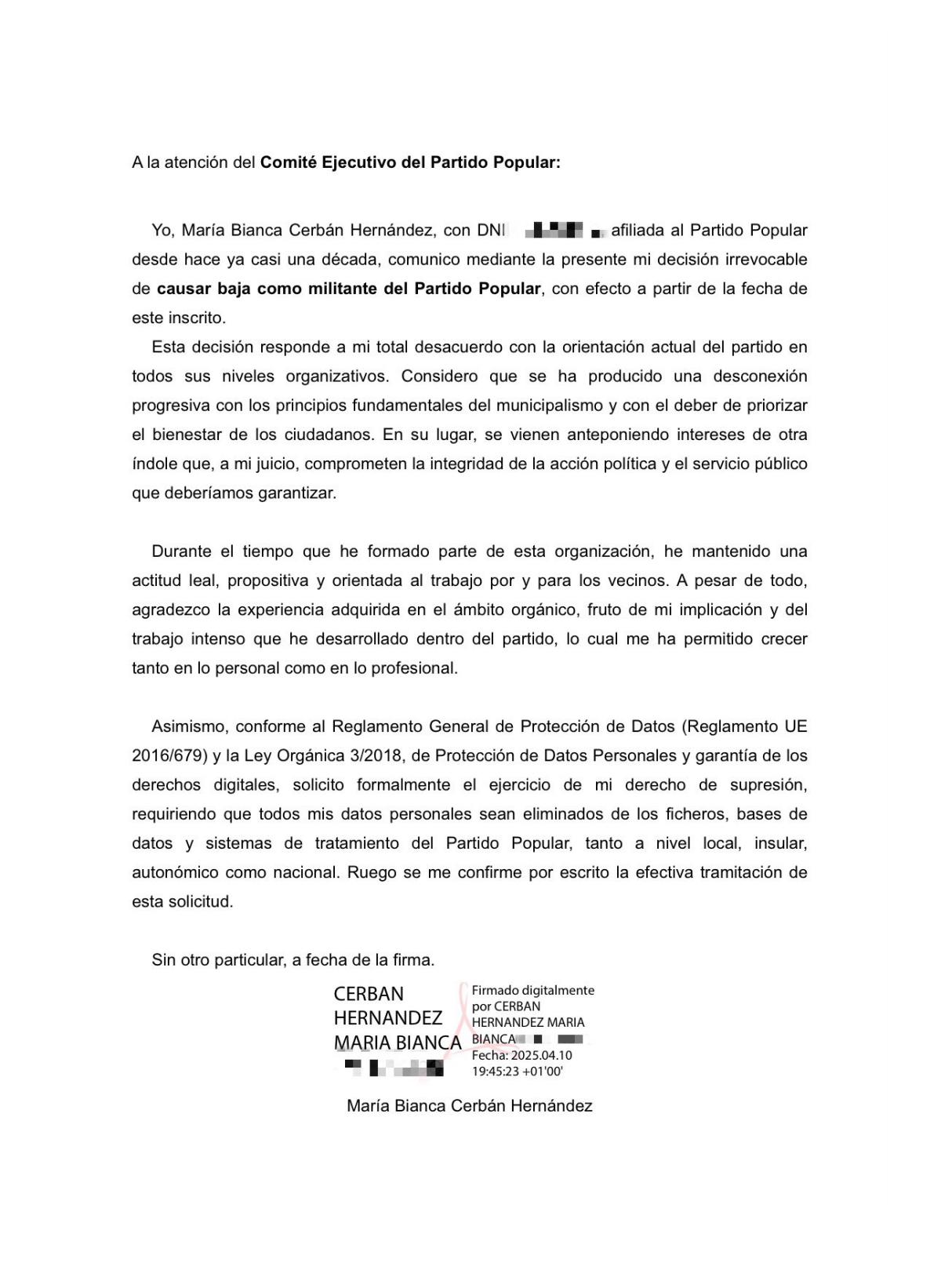 Carta de Bianca